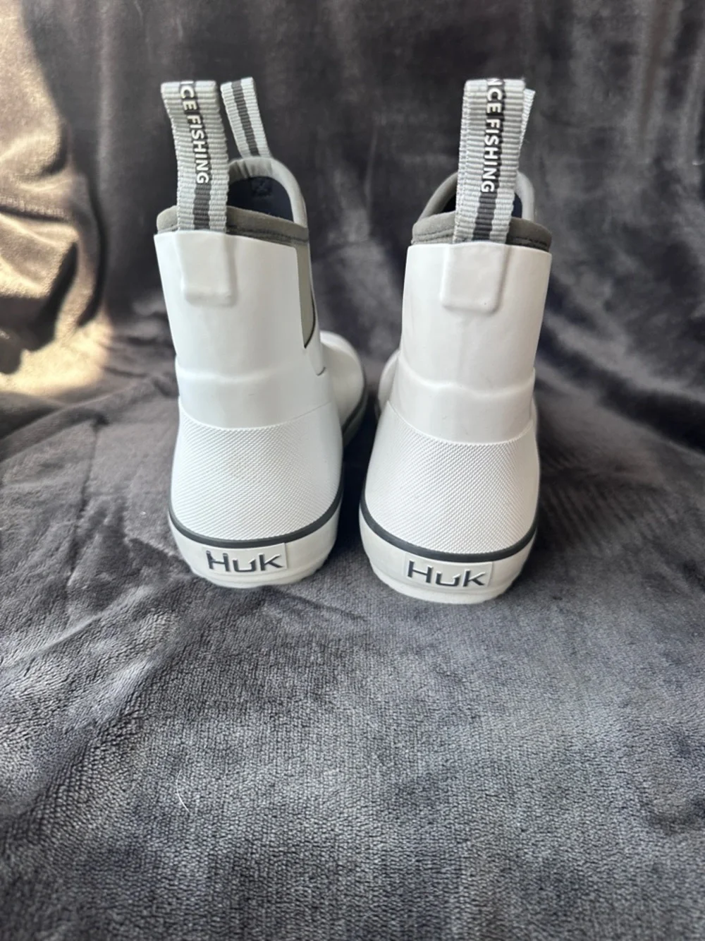 Huk Kids White & Gray Rain Boots